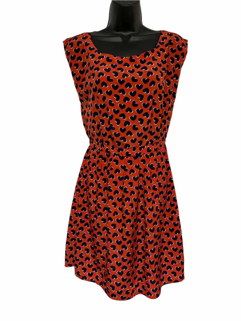 Old Navy XS Red Navy Heart Print Sleeveless Fit Flare Valentine Dress